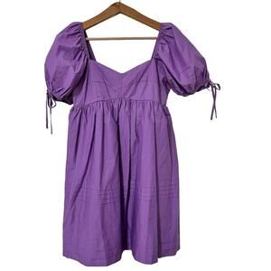 English Factory | Dresses | English Factory Babydoll Smocked Mini Dress  Size M Purple Puff Sleeve Milkmaid | Poshmark